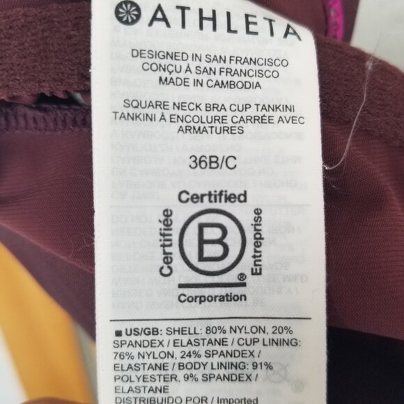 Athleta Swimsuit Size Large Two-Piece Tankini and Full Bottoms Brown Floral - Picture 10 of 12